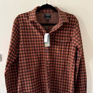 Todd Snyder Men’s Button-Up Shirt Jacket Red Brown Geometric Pattern Size S